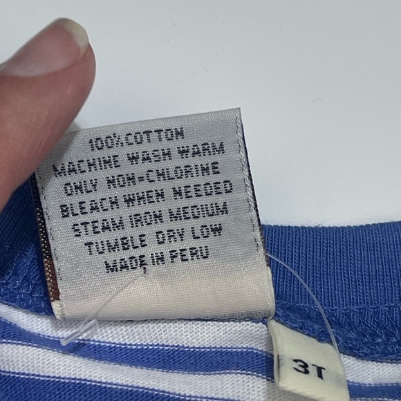 NWT Luigi Blue Striped Embroidered Apple T-Shirt 3t - Picture 3 of 8